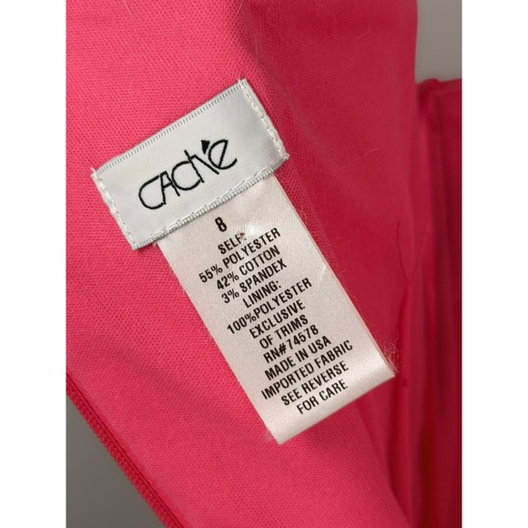 Cache Vintage Pink Orange Tropical Palm Leaf Sheath Dress Size 8 Summer Cocktail - Picture 6 of 6